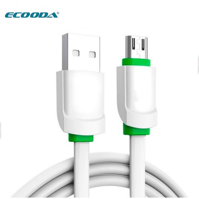 Cabo Micro USB V8 Branco 3A Turbo Ecooda Emborrachado - Feira da Madrugada SP