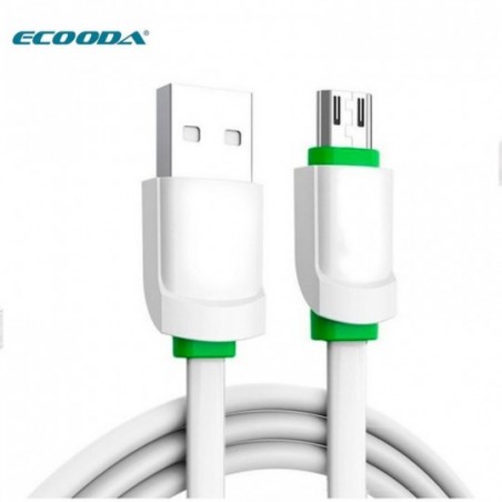 Cabo Micro USB V8 Branco 3A Turbo Ecooda Emborrachado - Feira da Madrugada SP