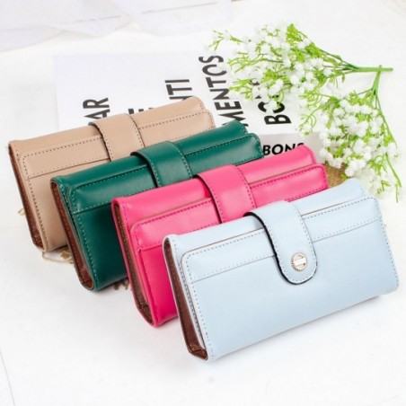 Carteira Feminina Grande Elegante Com Botão Decorativo - Compre Agora!