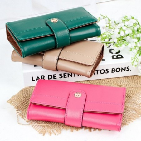 Carteira Feminina Grande Elegante Com Botão Decorativo - Compre Agora!