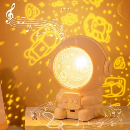 Luminária Astronauta Com Desenhos Espaciais Luz De LED Musica - Feira da Madrugada SP