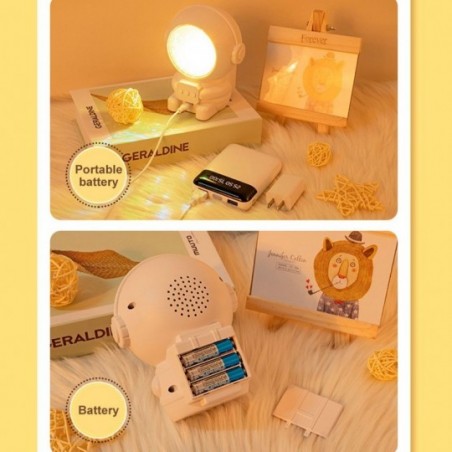 Luminária Astronauta Com Desenhos Espaciais Luz De LED Musica - Feira da Madrugada SP