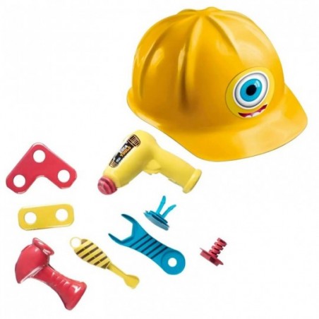 Kit Capacete Infantil + Ferramentas De Brinquedo Colorido 9 Peças - Feira da Madrugada SP