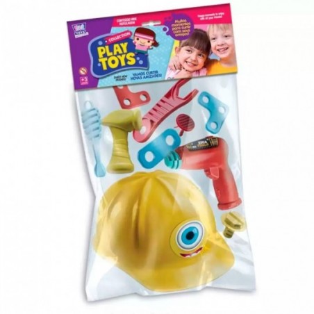 Kit Capacete Infantil + Ferramentas De Brinquedo Colorido 9 Peças - Feira da Madrugada SP