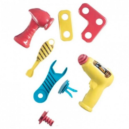 Kit Capacete Infantil + Ferramentas De Brinquedo Colorido 9 Peças - Feira da Madrugada SP