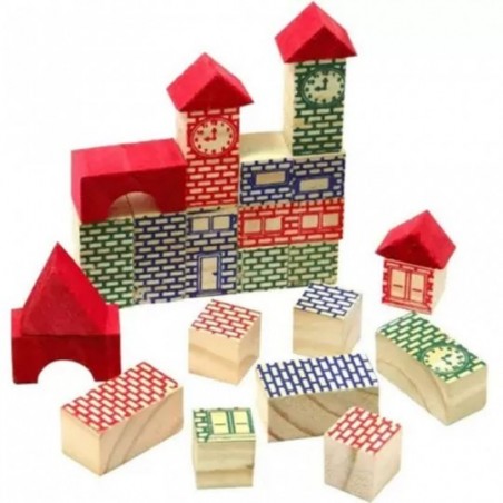Blocos de Montar 24 Peças Futuro Engenheiro Madeira Brinquedo - Feira da Madrugada SP
