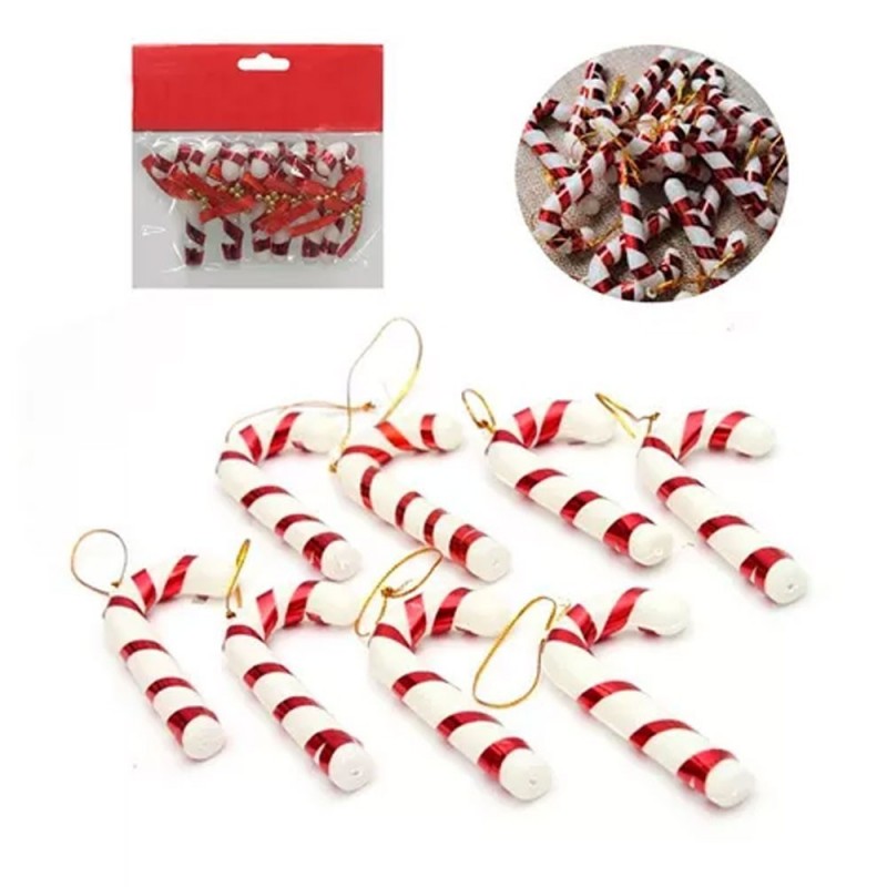 Kit 6 Enfeites Bengala De Pendurar Natal Colorida 7 Cm - Feira da Madrugada SP