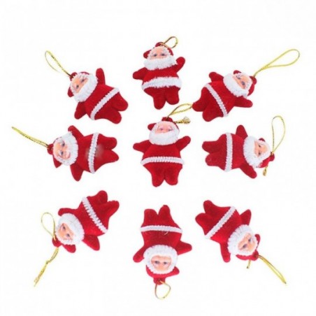 Kit 9 Enfeites Papai Noel Rena Sinos Vermelho Natalino 5 cm - Feira da Madrugada SP