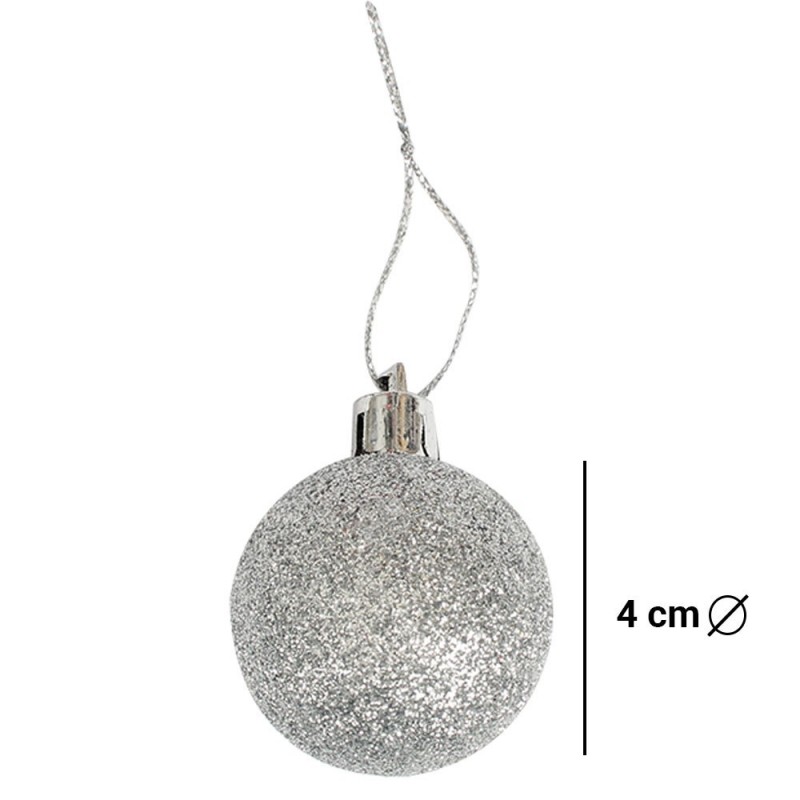 Kit 6 Bolas De Natal Com Glitter 4 Cm 9 Peças - Feira da Madrugada SP