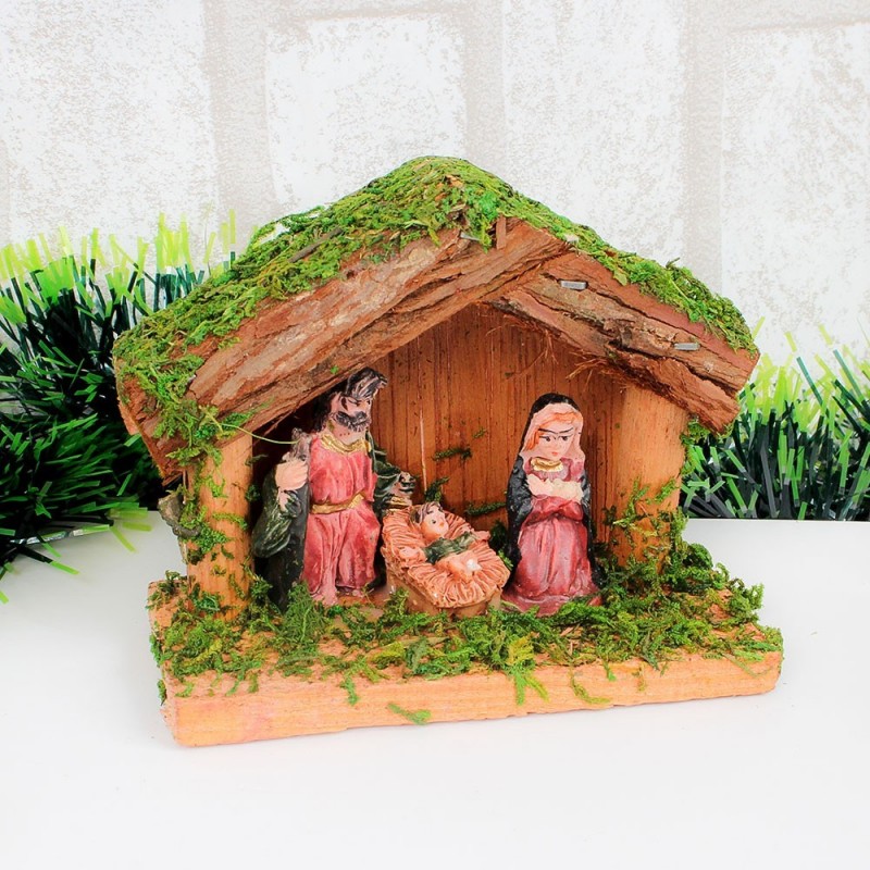 Enfeite Decorativo De Natal Presépio Resina 11 x 8cm