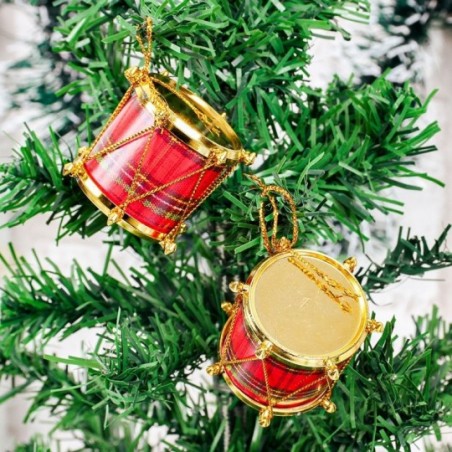 Tambor Enfeite De Natal Pendente Xadrez 6 Peças 3,7 Cm - Feira da Madrugda SP