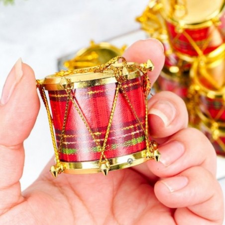 Tambor Enfeite De Natal Pendente Xadrez 6 Peças 3,7 Cm - Feira da Madrugda SP