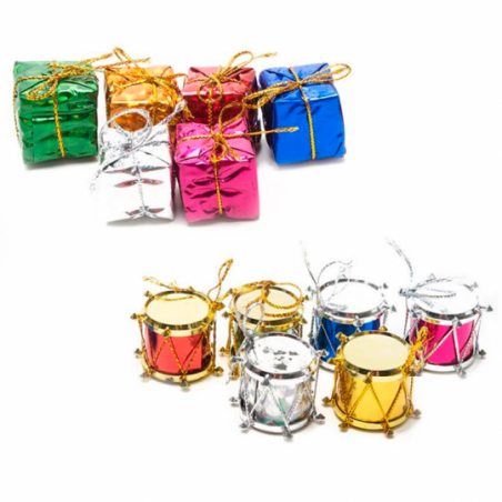 Pendente Tambor e Presentes 12 Peças 2,5cm Natal - Compre Agora!