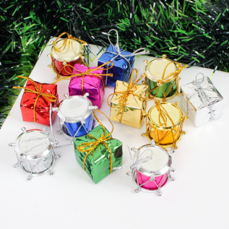 Pendente Tambor e Presentes 12 Peças 2,5cm Natal - Compre Agora!