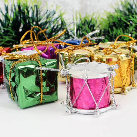 Pendente Tambor e Presentes 12 Peças 2,5cm Natal - Compre Agora!