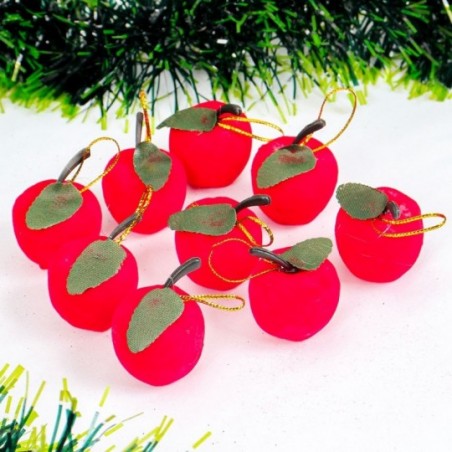 Enfeites De Natal Pendente Mini Maça Aveludada 9 Peças 3cm - Feira da Madrugada SP