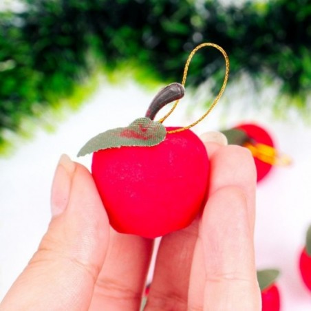 Enfeites De Natal Pendente Mini Maça Aveludada 9 Peças 3cm - Feira da Madrugada SP