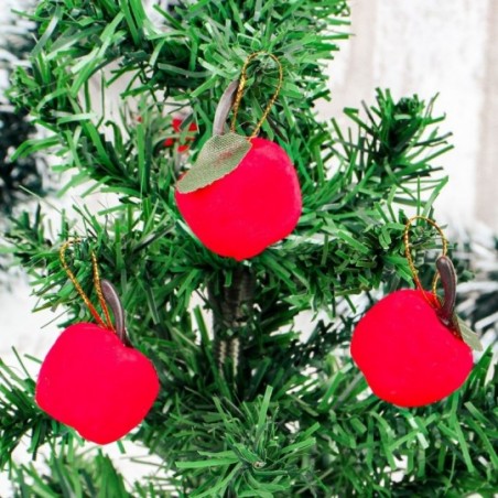 Enfeites De Natal Pendente Mini Maça Aveludada 9 Peças 3cm - Feira da Madrugada SP