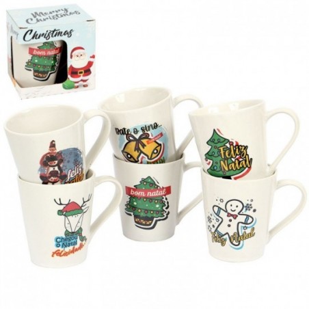 Caneca Tulipa Estampa Natal 250 Ml Xícara Caixa Presente - Feira da Madrugada SP