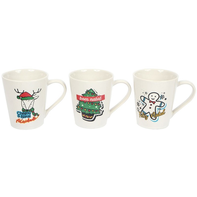 Caneca Tulipa Estampa Natal 250 Ml Xícara Caixa Presente - Feira da Madrugada SP