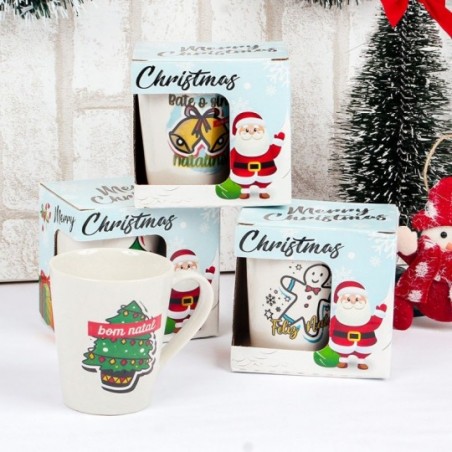 Caneca Tulipa Estampa Natal 250 Ml Xícara Caixa Presente - Feira da Madrugada SP