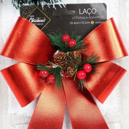 Laço Com Pinhas e Azevinhos 25,4cm Decoração Enfeite Natal - Compre Agora!