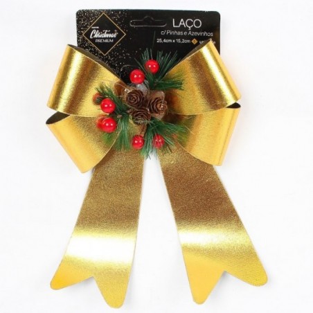 Laço Com Pinhas e Azevinhos 25,4cm Decoração Enfeite Natal - Compre Agora!