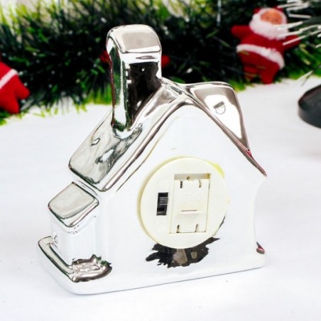 Enfeite Casinha De Cerâmica Com Led Colorido Decoração Natal - Feira da Madrugada SP