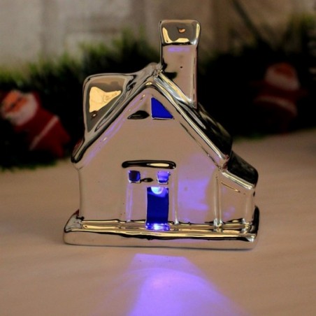 Enfeite Casinha De Cerâmica Com Led Colorido Decoração Natal - Feira da Madrugada SP