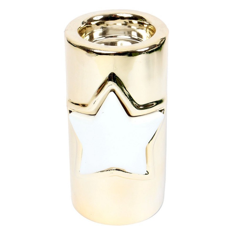 Enfeite Porta Vela De Porcelana Com Estrela De Natal - Feira da Madrugada SP