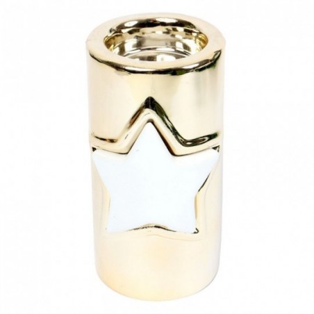 Enfeite Porta Vela De Porcelana Com Estrela De Natal - Feira da Madrugada SP