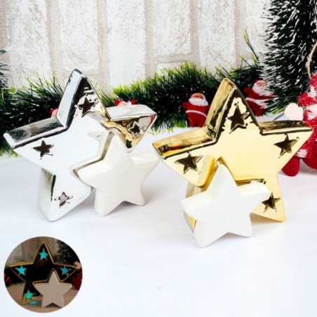 Enfeite Estrela De Porcelana Com LED Decoração Natal - Feira da Madrugada SP