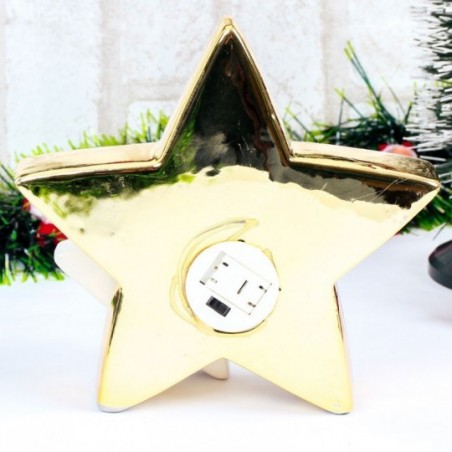 Enfeite Estrela De Porcelana Com LED Decoração Natal - Feira da Madrugada SP