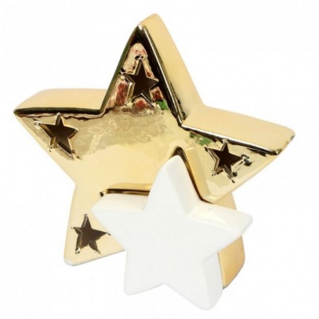 Enfeite Estrela De Porcelana Com LED Decoração Natal - Feira da Madrugada SP