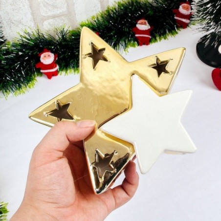 Enfeite Estrela De Porcelana Com LED Decoração Natal - Feira da Madrugada SP