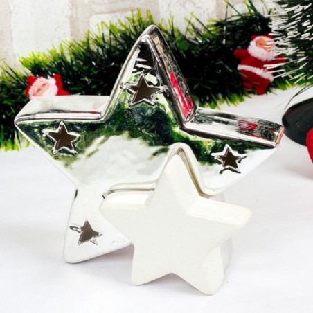 Enfeite Estrela De Porcelana Com LED Decoração Natal - Feira da Madrugada SP