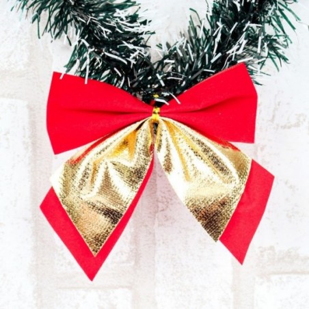 Kit 3 Laços Decorativos Vermelho Dourado Enfeite Natal 12 Cm - Feira da Madrugada SP