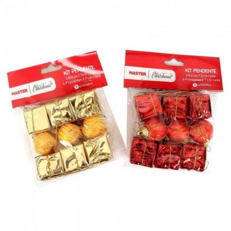 Kit Presente Bolas De Natal Enfeite Pendente 9 Peças 2,5 Cm - Feira da Madrugada SP