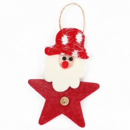 Pendente Papai Noel Formato Estrela 13cm Enfeite Natal - Feira da Madrugada SP