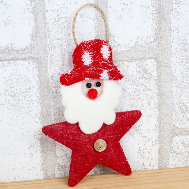 Pendente Papai Noel Formato Estrela 13cm Enfeite Natal - Feira da Madrugada SP