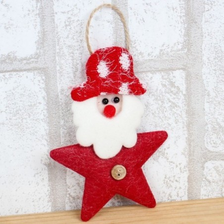Pendente Papai Noel Formato Estrela 13cm Enfeite Natal - Feira da Madrugada SP