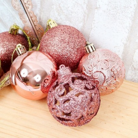Kit Bola De Natal Mista 9 Peças Com Glitter Espelhada 6 Cm - Feira da Madrugada SP