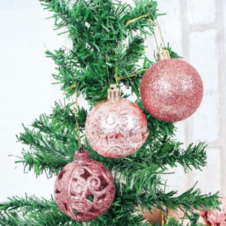 Kit Bola De Natal Mista 9 Peças Com Glitter Espelhada 6 Cm - Feira da Madrugada SP