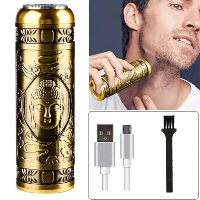 Mini Barbeador Recarregável Portátil Elétrico USB Buda Dragão - Feira da Madrugada SP