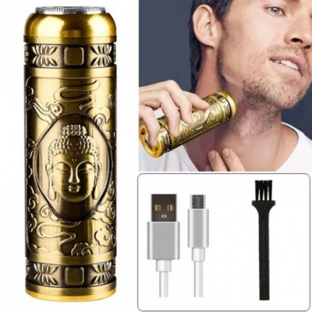 Mini Barbeador Recarregável Portátil Elétrico USB Buda Dragão - Feira da Madrugada SP