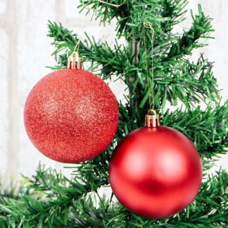 Kit 6 Bolas De Natal 7 Cm Pendente Para Árvore Mista Glitter - Feira da Madrugada SP