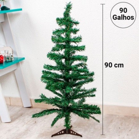Kit Árvore De Natal 90cm Com 62 Enfeites + Pisca Pisca 127V