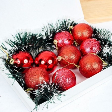 Kit 9 Bolas De Natal Arabesco Rena 6 Cm Enfeite Pendente - Feira da Madrugada SP