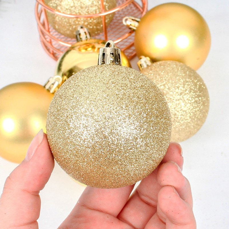 Kit 9 Bolas De Natal Mista 6 Cm Espelhada Glitter Fosca Enfeite - Feira da Madrugada SP