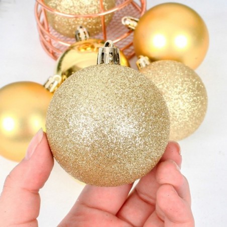 Kit 9 Bolas De Natal Mista 6 Cm Espelhada Glitter Fosca Enfeite - Feira da Madrugada SP